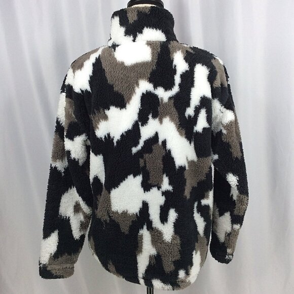 Eddie Bauer Womens Ultra Soft Sherpa Fleece 1/4 Zip Pullover Medium Black Camo - Picture 7 of 12
